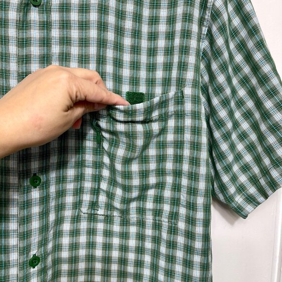 The North Face Mens Green Plaid Short Sleeve Button-Up Shirt With Chest Pocket - Picture 4 of 11